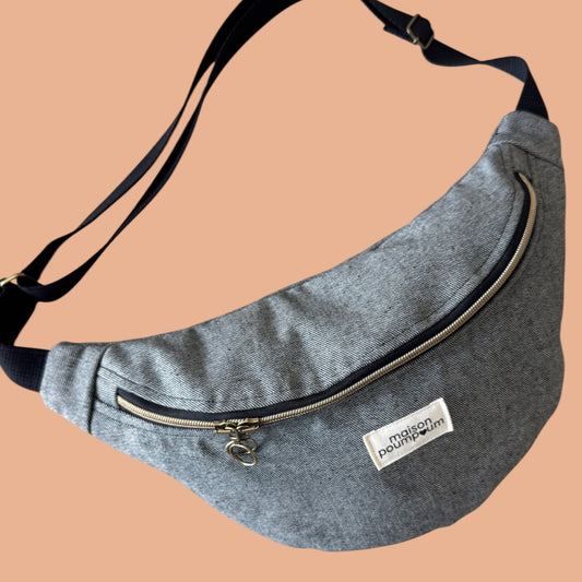 Sac banane jean gris chiné