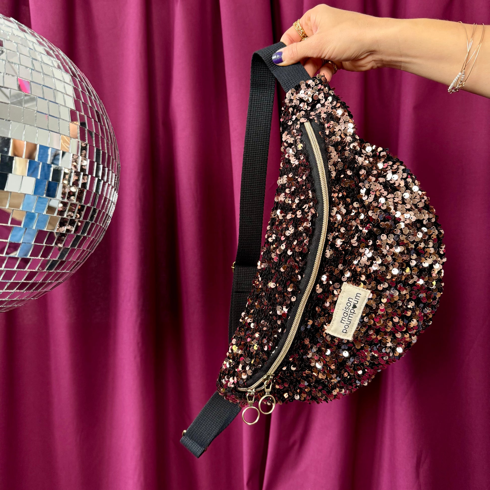 Sac banane sequin cuivré 