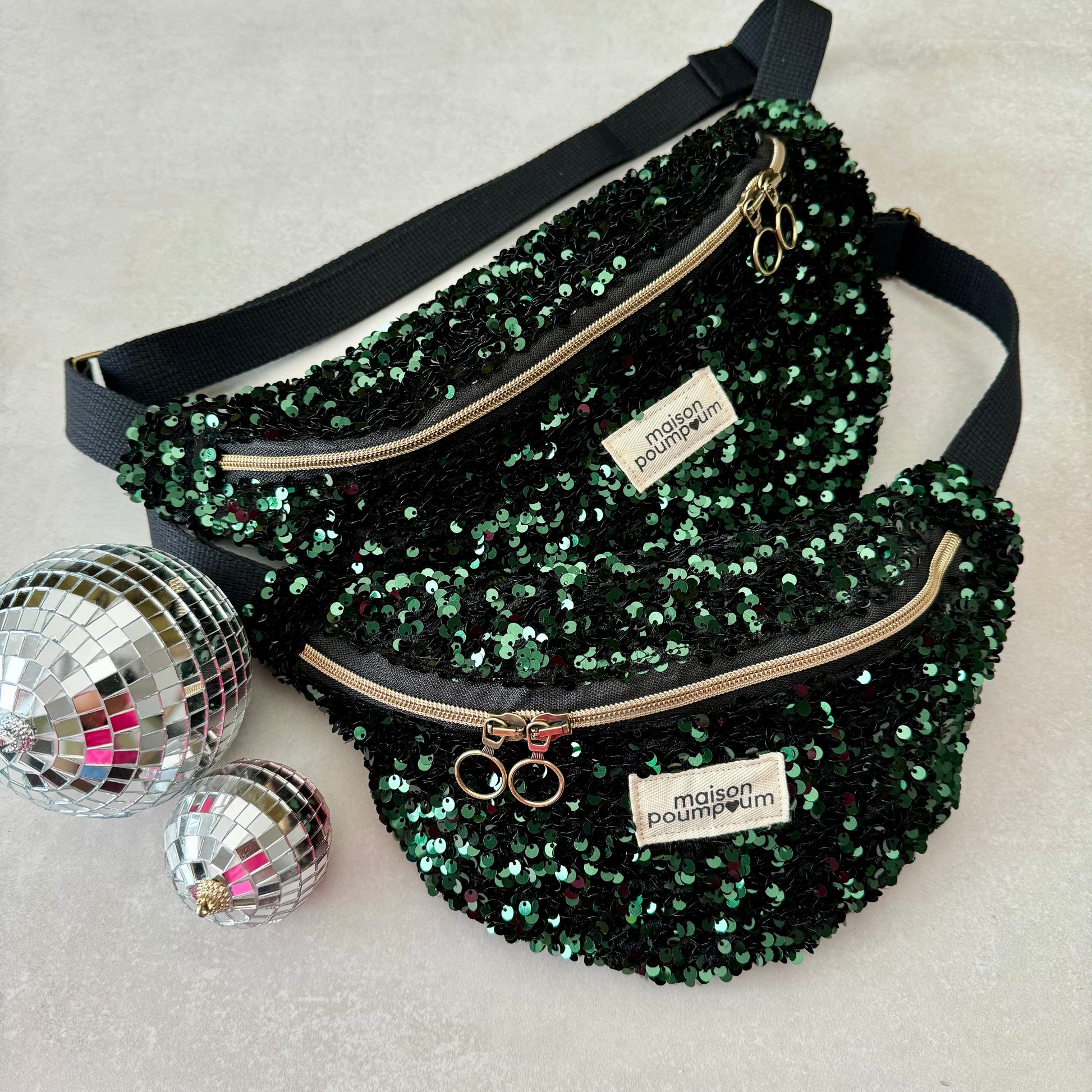 Sac banane sequin vert produit