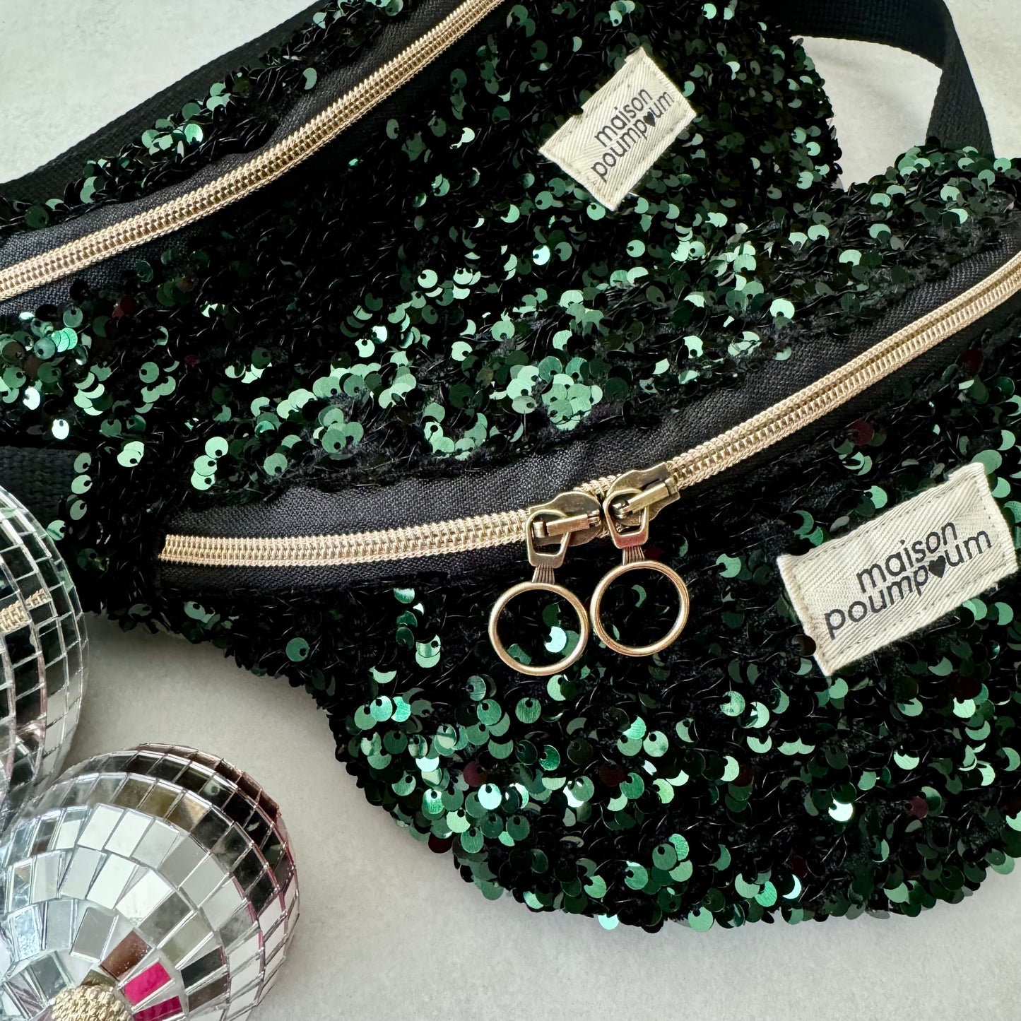 Sac banane sequin vert zoom