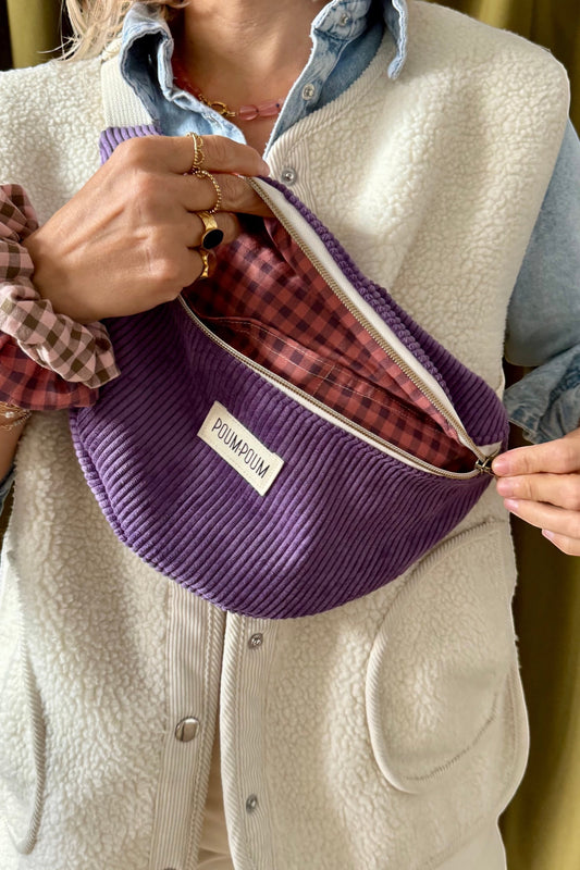 Sacs Banane Velours Violet porté