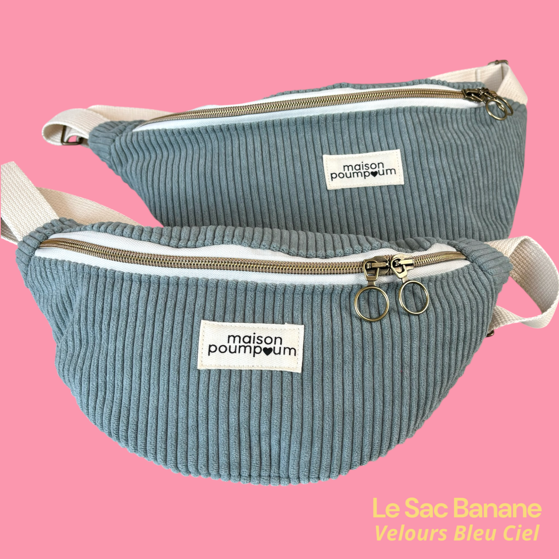 Sacs Banane Velours Bleu Ciel