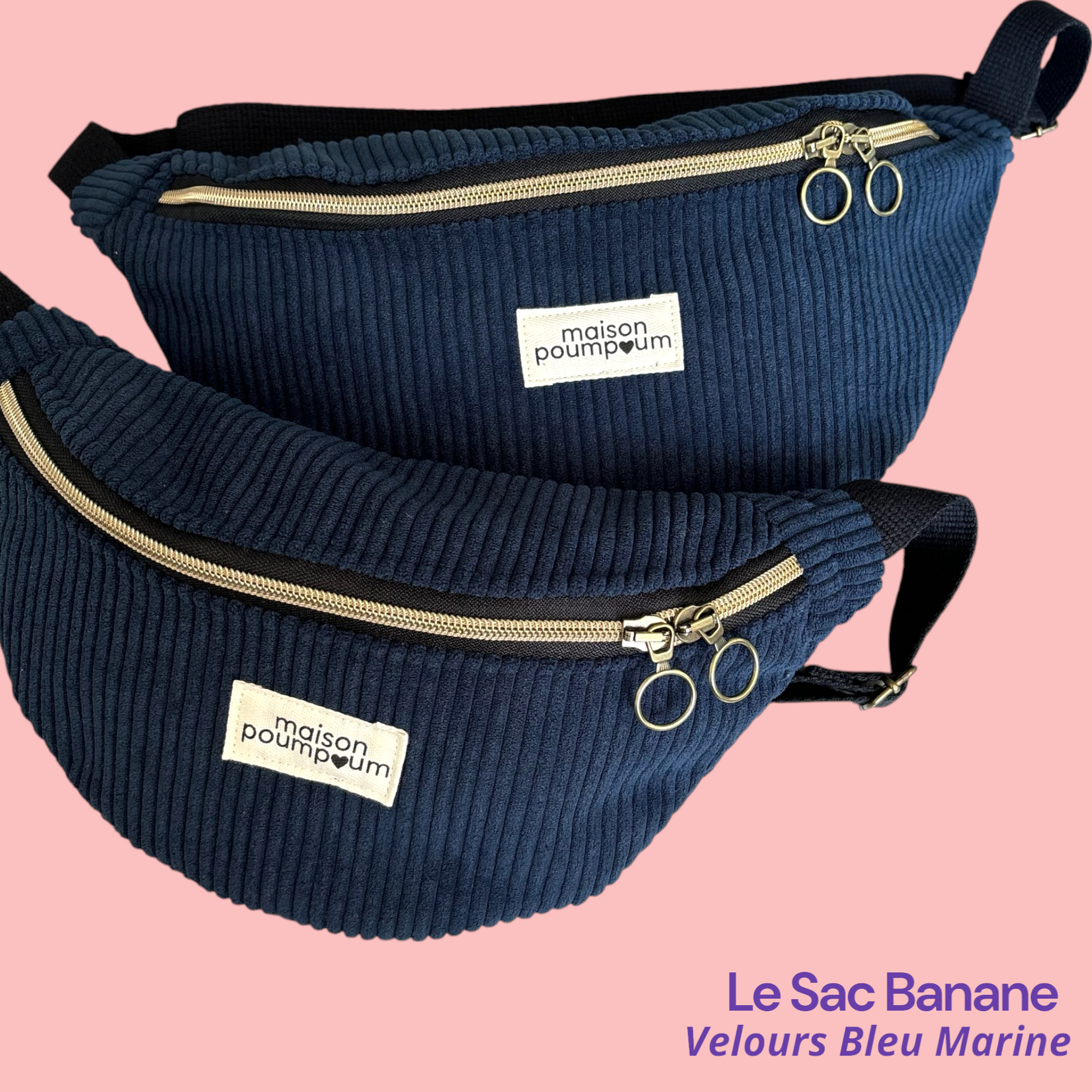 Sacs Banane Velours Bleu Marine