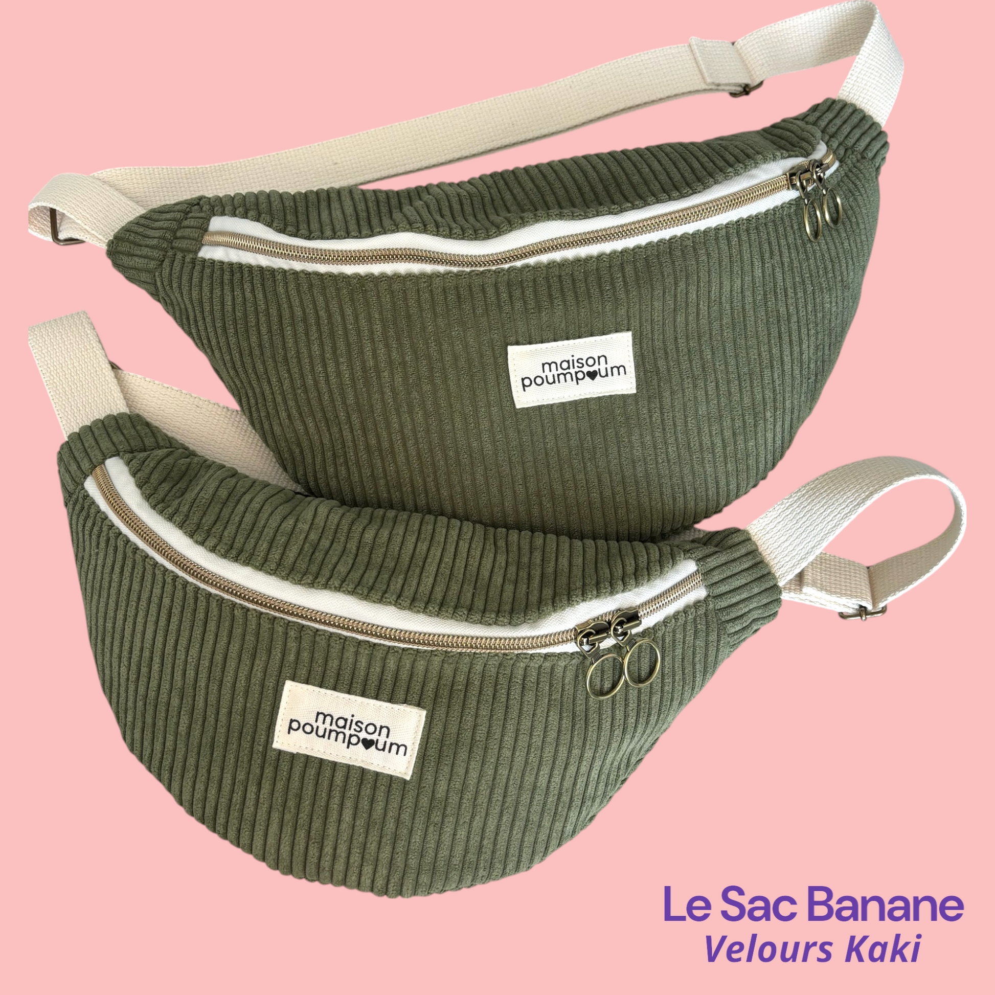 Sacs Banane Velours Kaki  