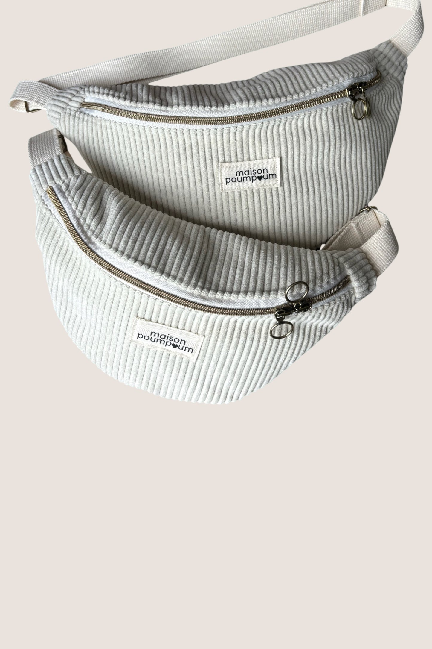 Sacs Banane Velours crème grosse cote