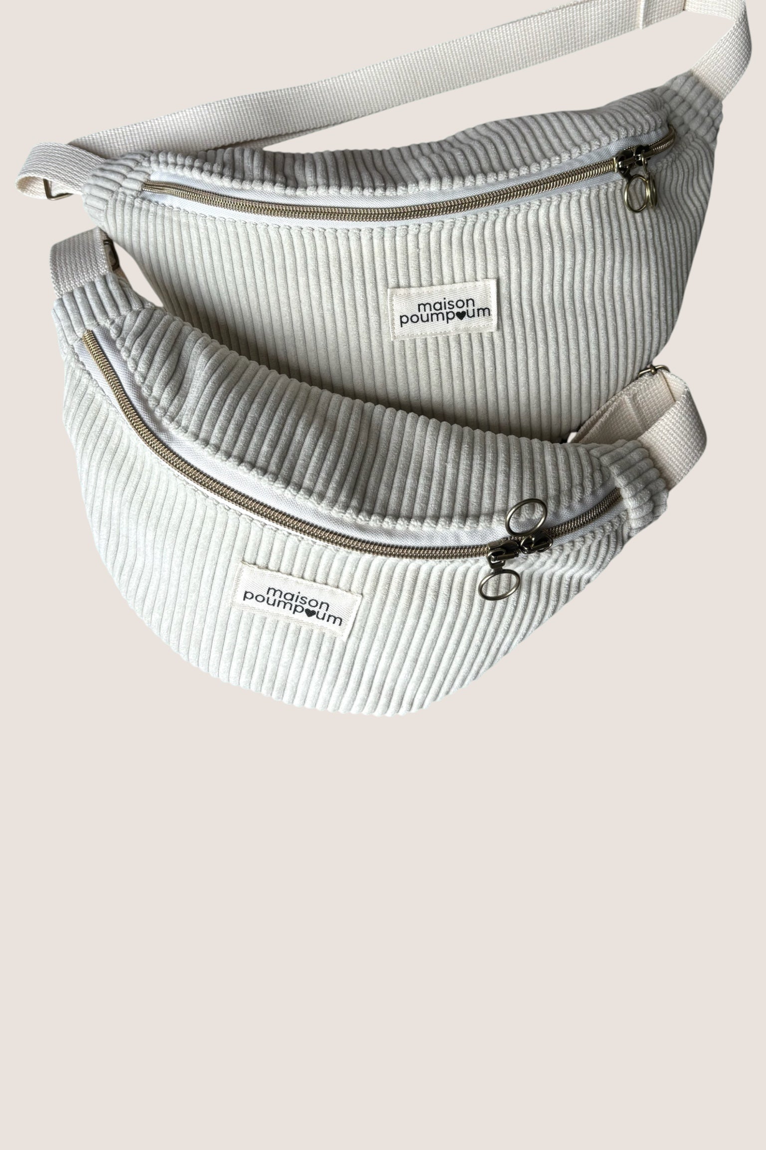 Sacs Banane Velours crème grosse cote