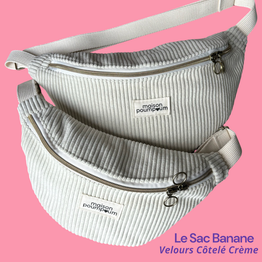Sacs Banane Velours crème grosse cote