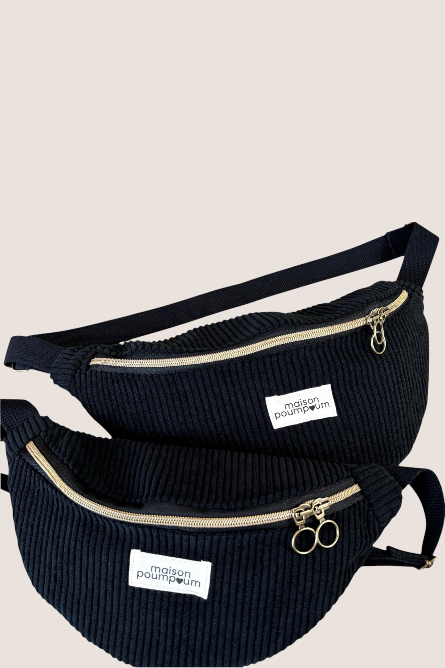 Sacs Bananes Velours Noir Grosse Côte