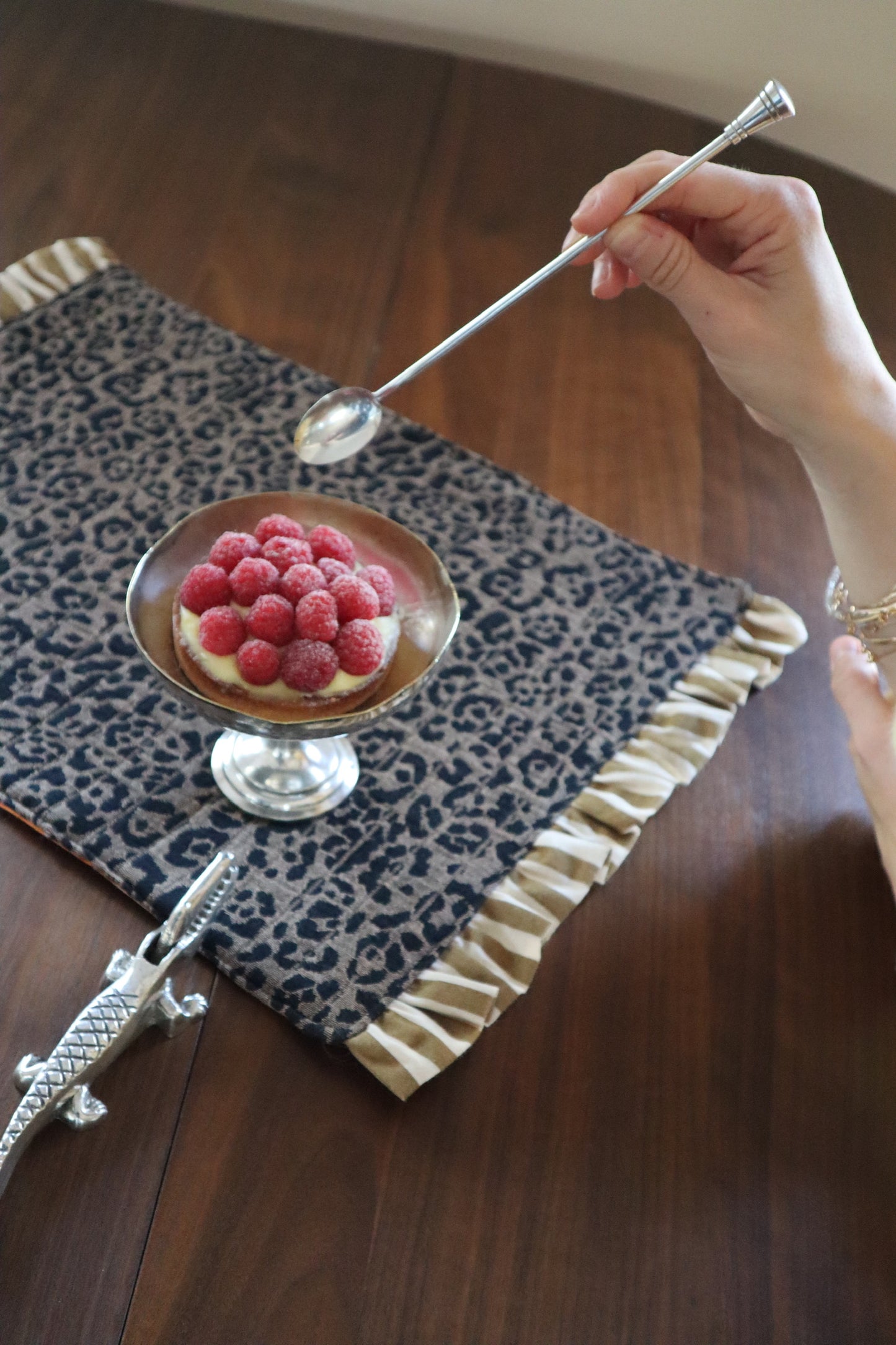 Set de table réversible - Léopard jacquard & fleurs 70’s