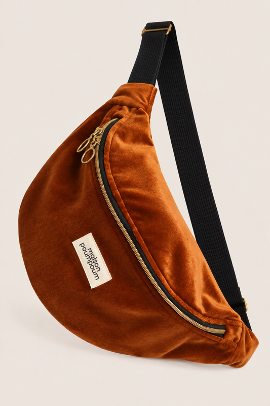 Sac banane - Velours cognac