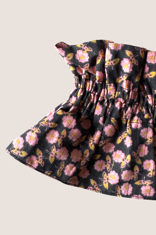 Le col amovible - Fleurs roses et doré