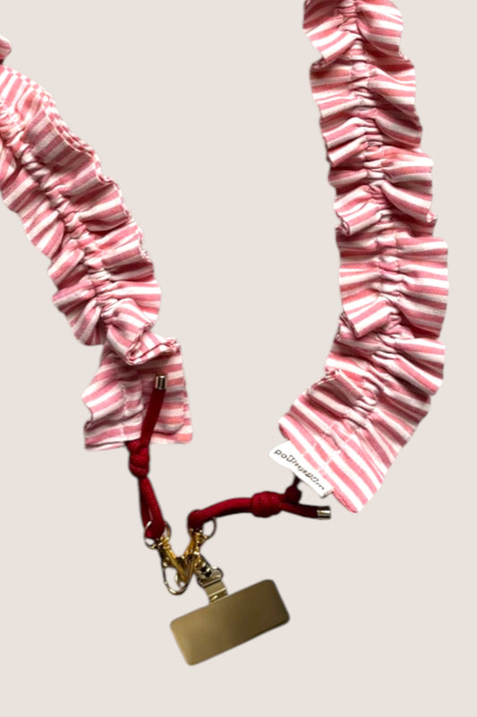 cordon telephone froufrou rayure rose