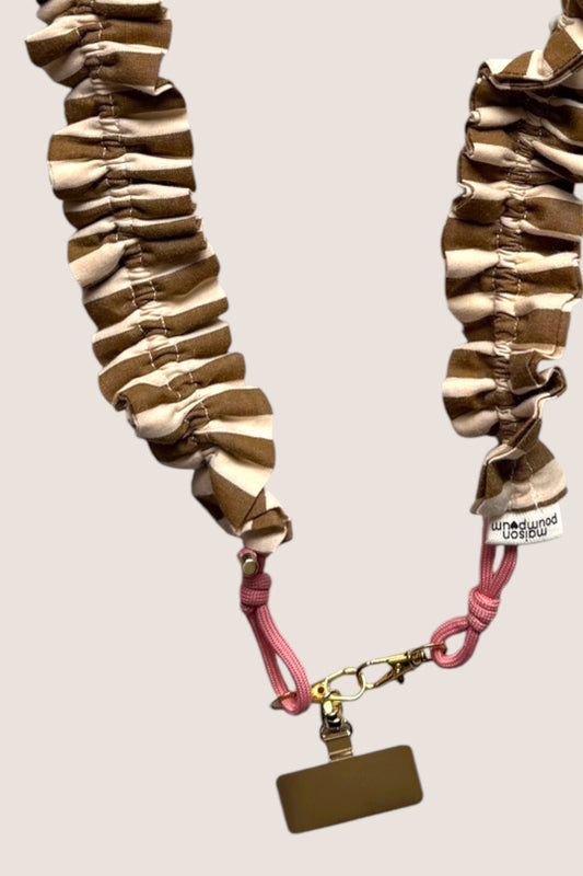 cordon telephone froufrous rayure kaki Maison PoumPoum