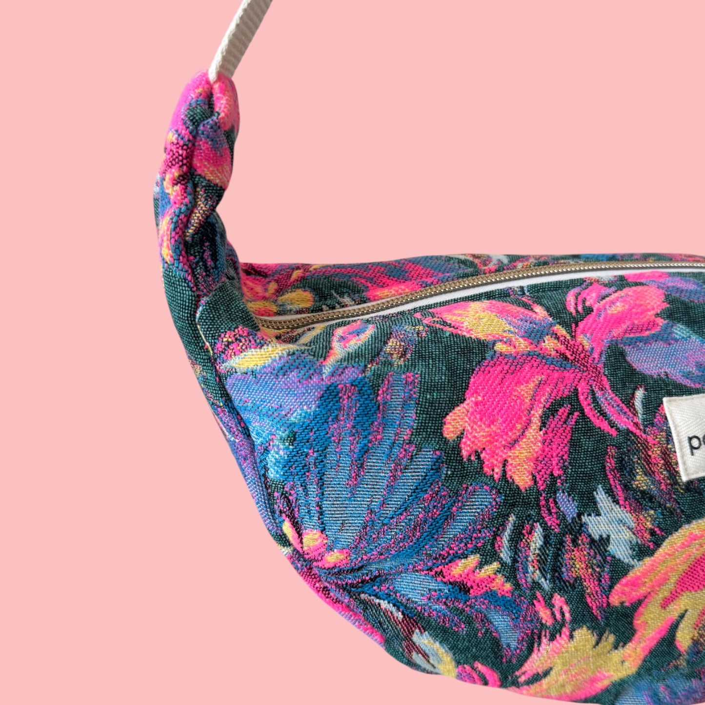 Sac Demi Lune - Fleuri Vintage Fluo