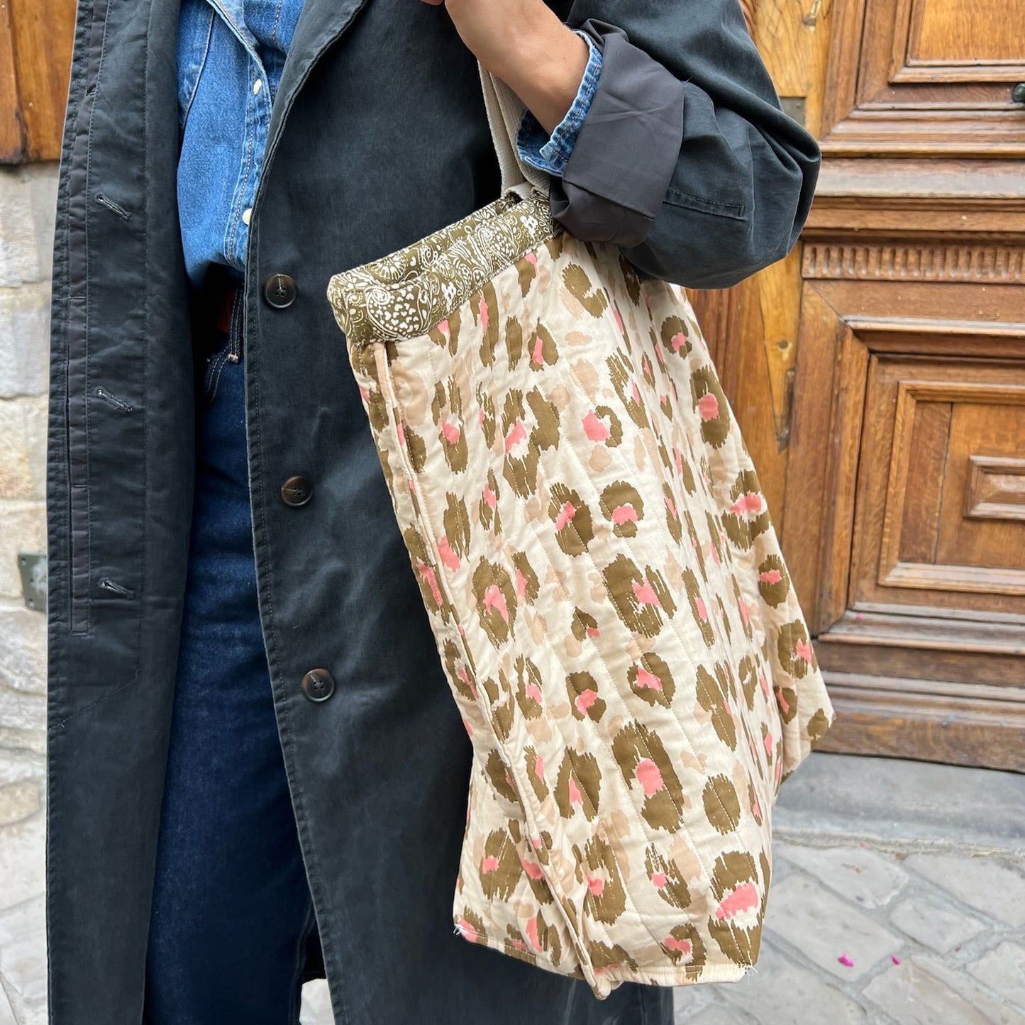 Maxi Totebag - Matelassé Réversible – Bandana et Léopard