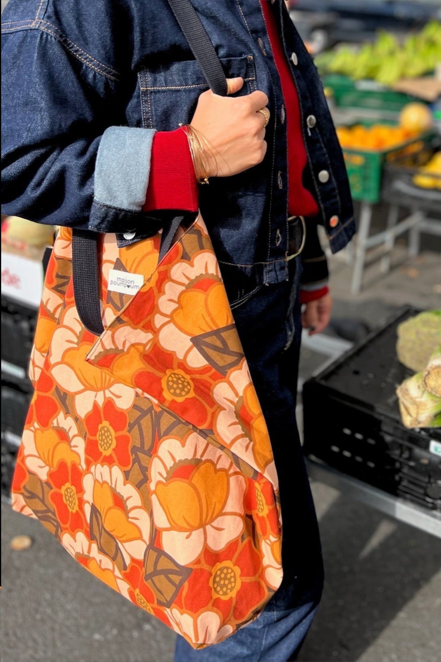 Maxi Totebag - Coton fleuri 70's