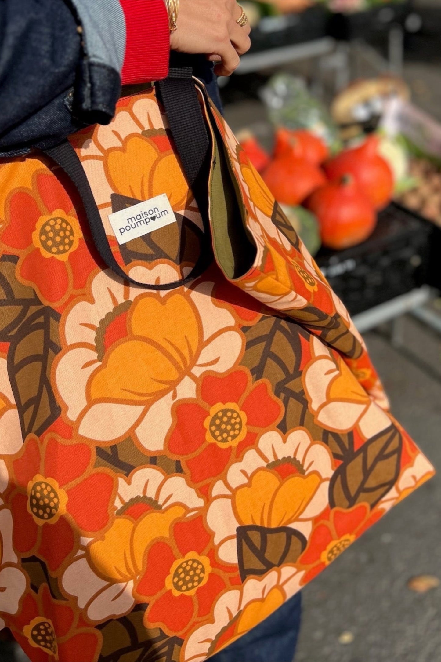 Maxi Totebag - Coton fleuri 70's