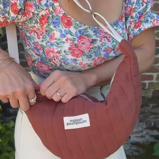 sac banane demi lune gaze coton terracota maison poumpoum vidéo