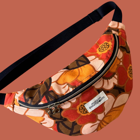 Sac banane fleuri 70's