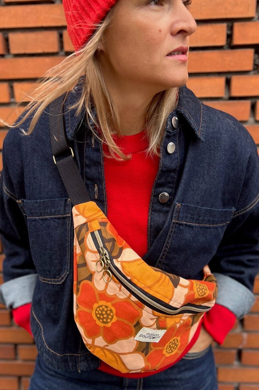 Sac banane fleuri 70's