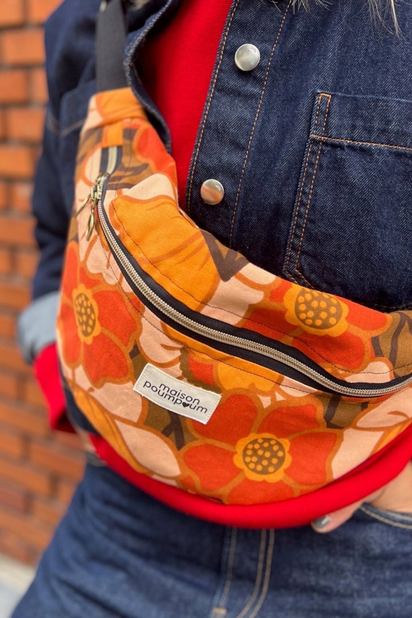 Sac banane fleuri 70's