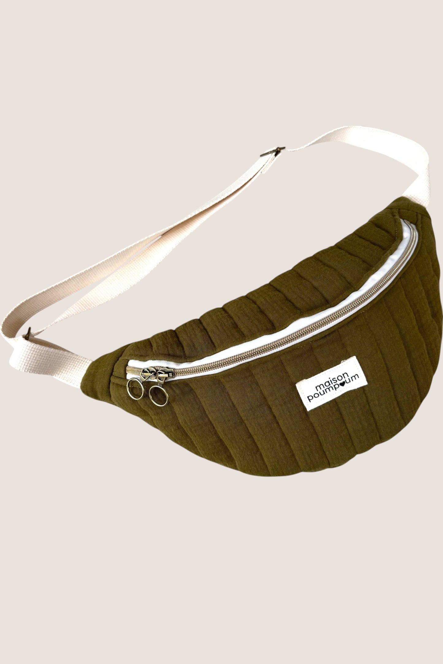 sac banane gaze de coton kaki midi