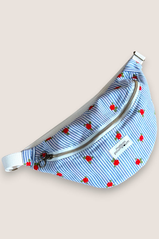 sac banane jacquard rayé fleuri 