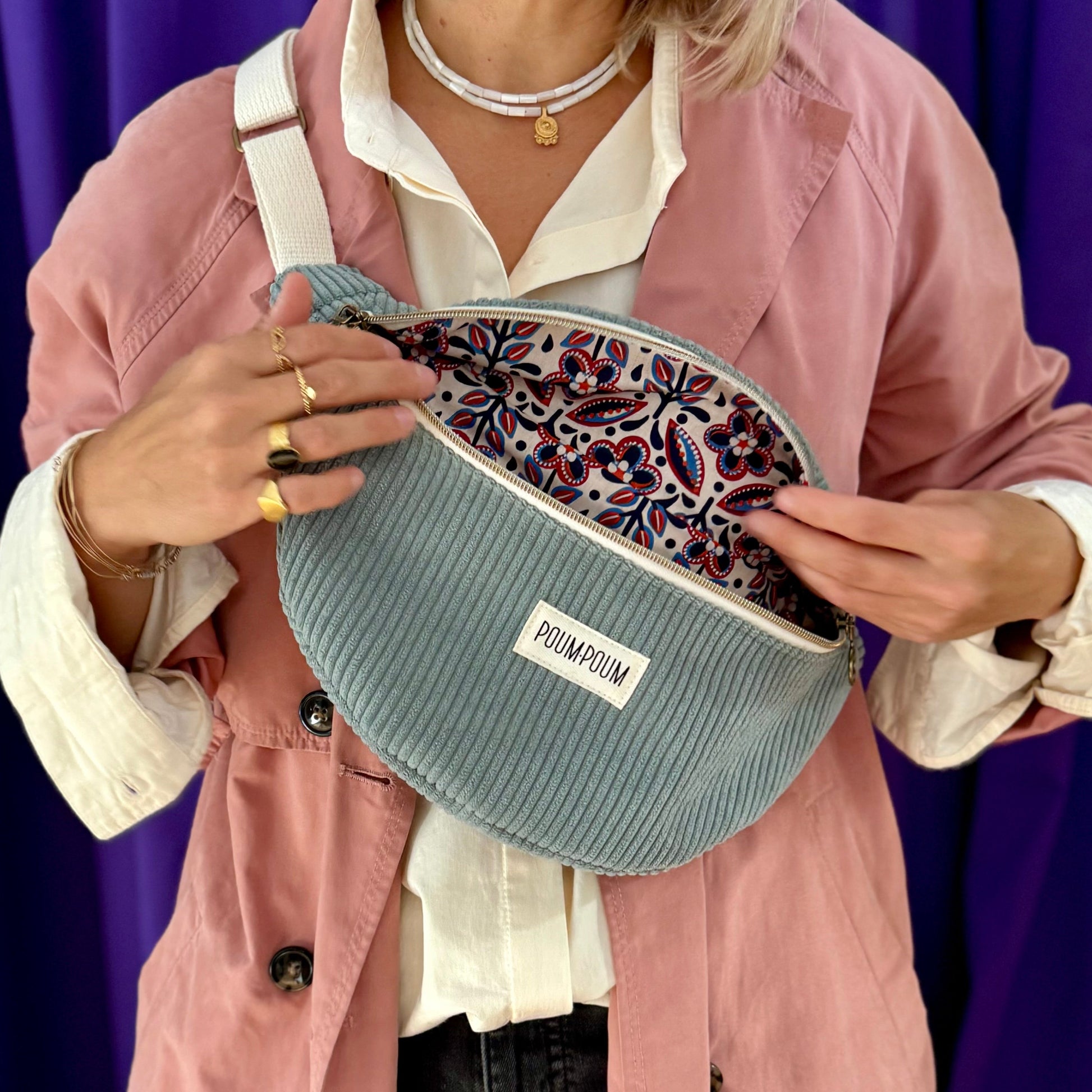 Sac Banane Velours Bleu Ciel