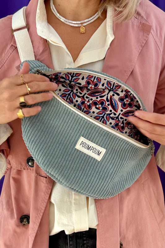 Sac Banane Velours Bleu Ciel