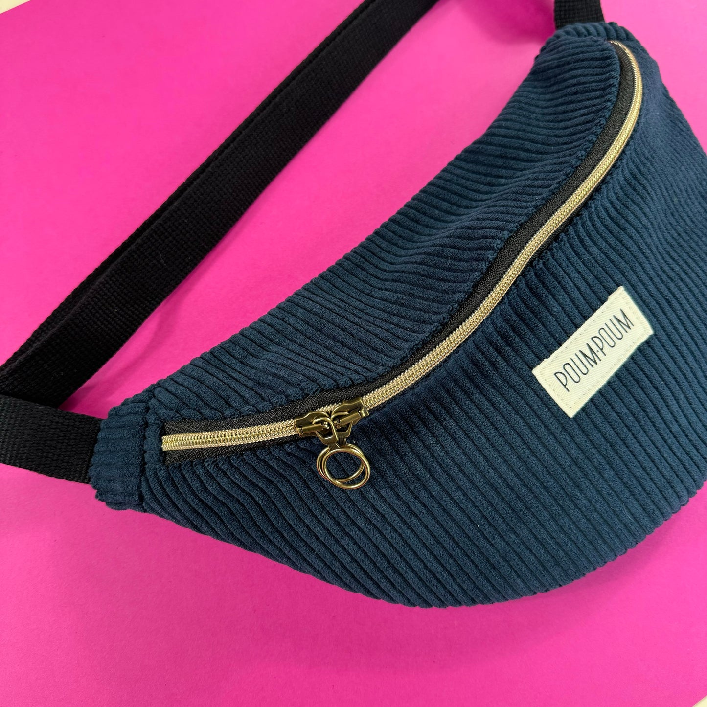 Sac banane - Velours côtelé bleu marine