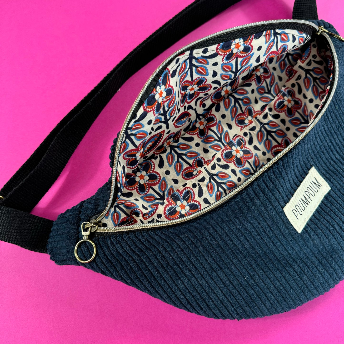 Sac banane - Velours côtelé bleu marine