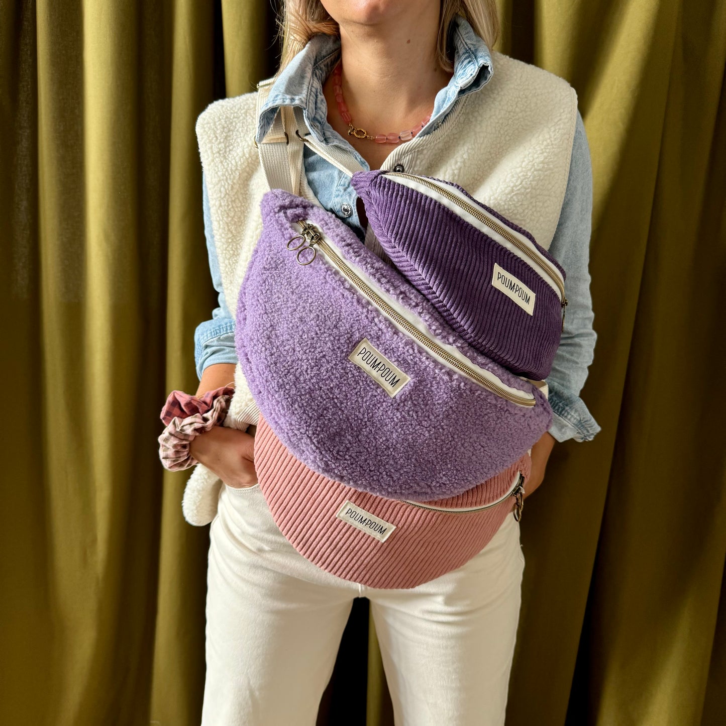 Sac banane - Velours côtelé bois de rose