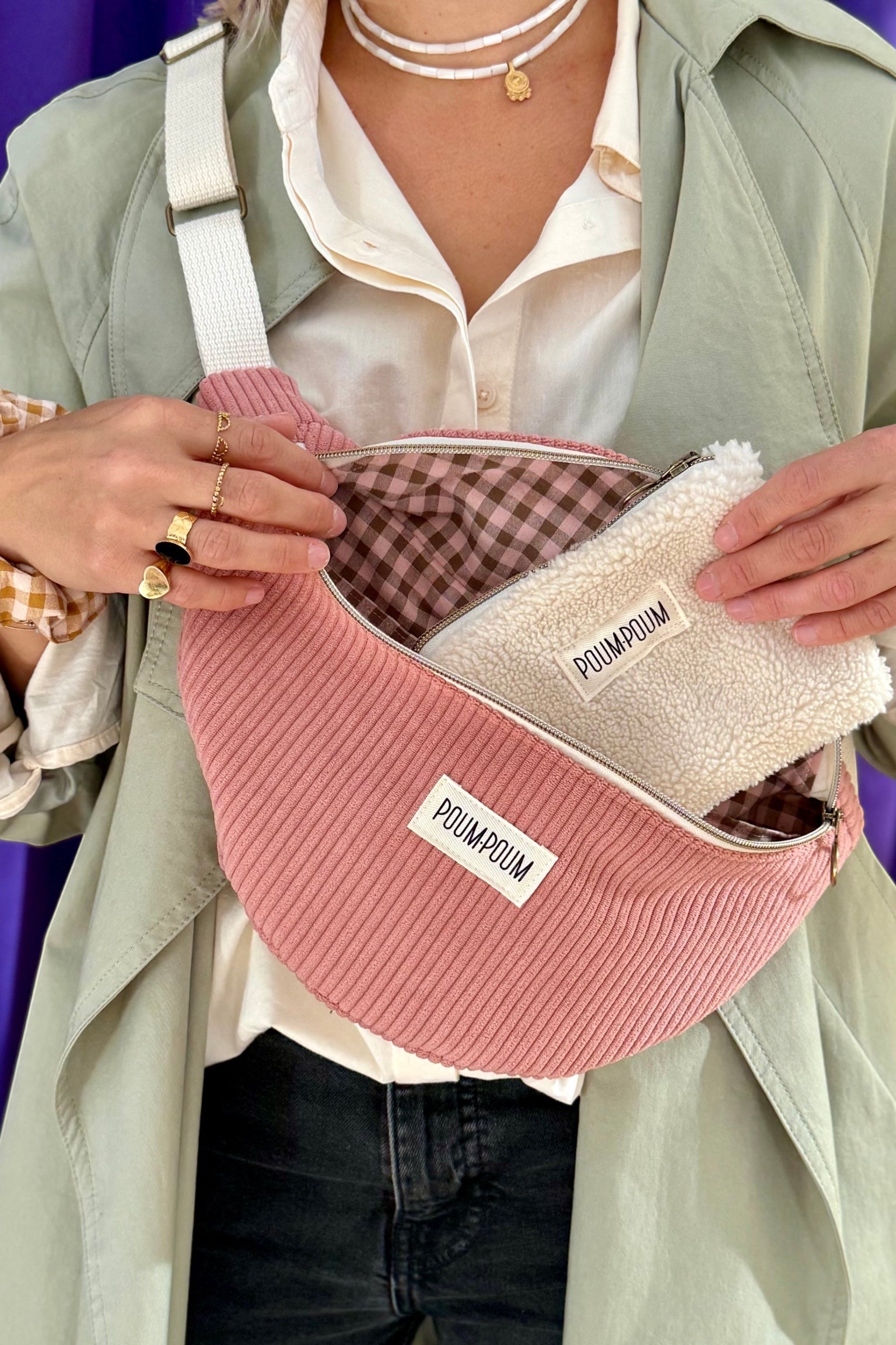 Sac Banane Velours Bois de Rose zoom