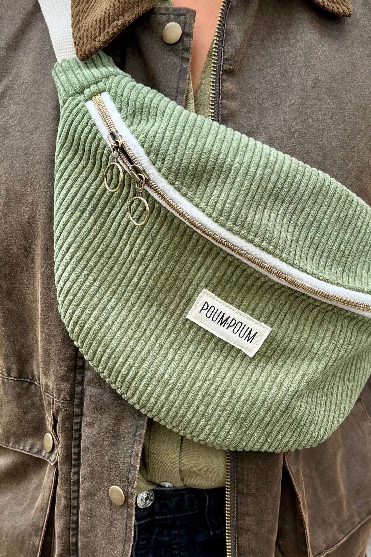 Sac banane - Velours côtelé vert kaki