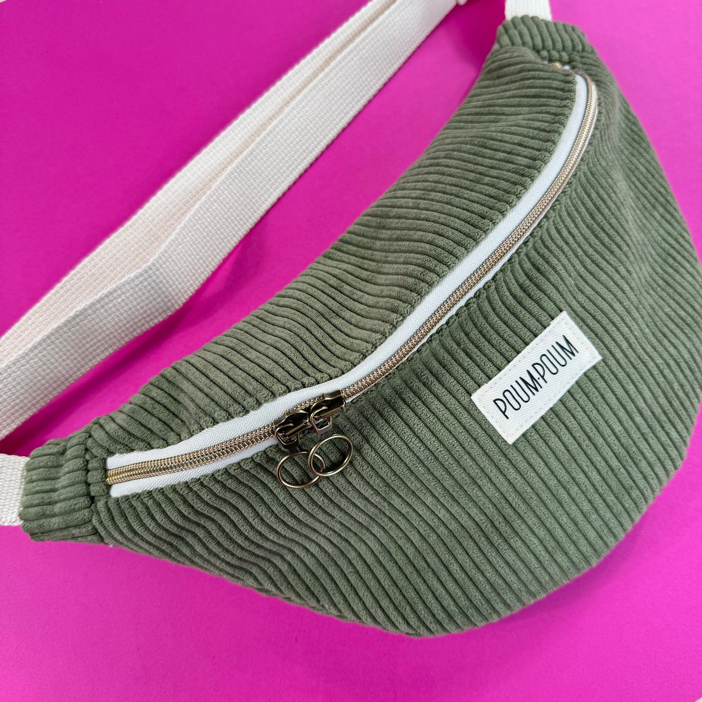 Sac banane - Velours côtelé vert kaki