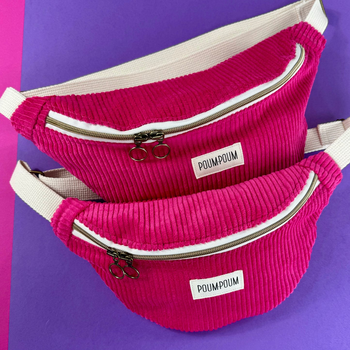 Sac banane - Velours côtelé Rose Fuchsia