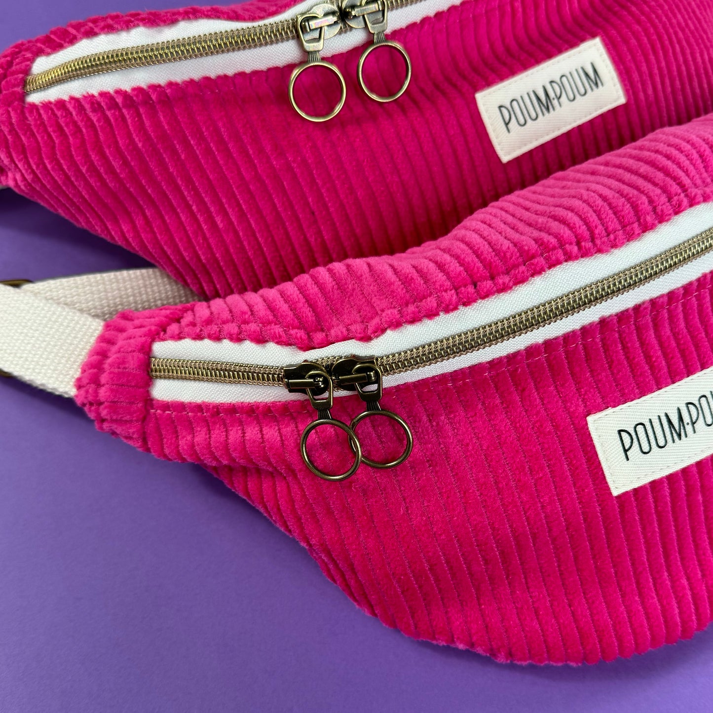 Sac banane - Velours côtelé Rose Fuchsia