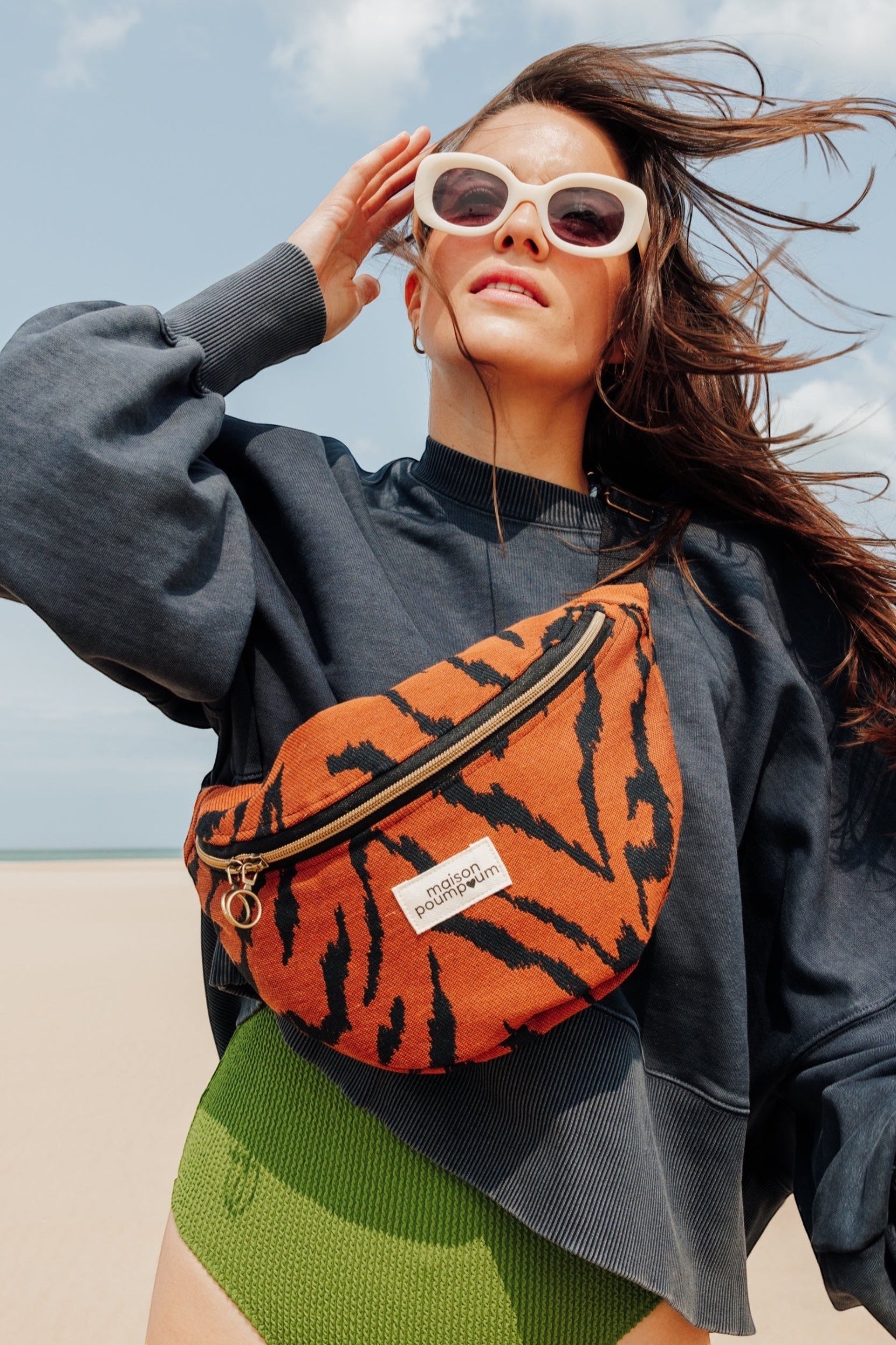 sac banane zebre terracotta crossbody