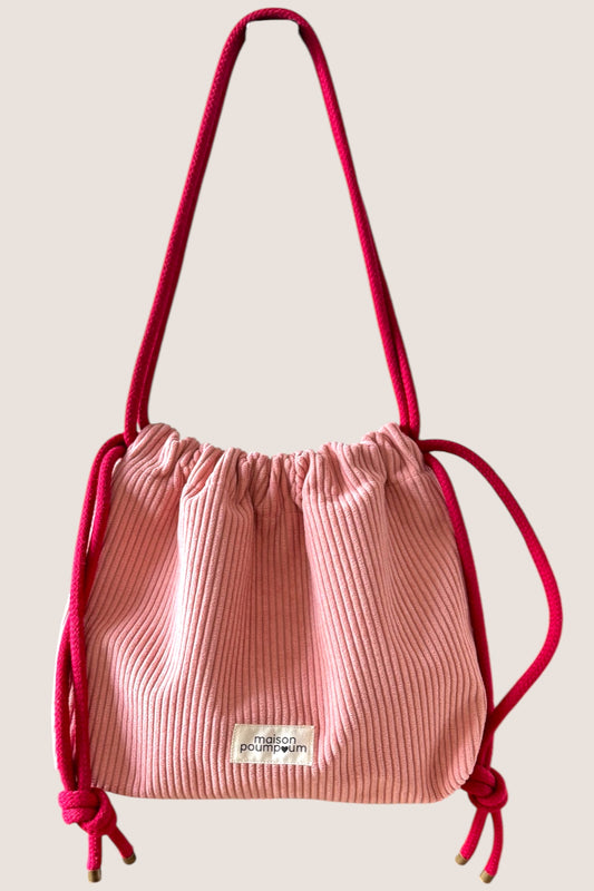 sac bourse mini cordons velours rose Maison PoumPoum