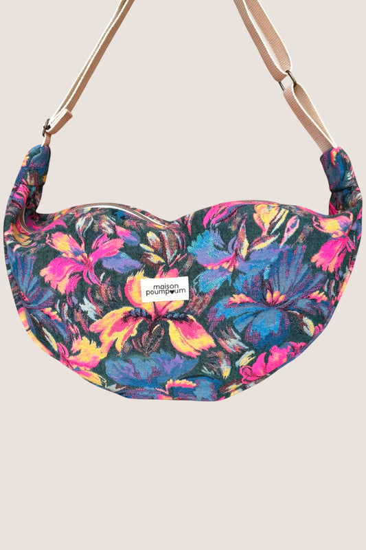 Sac Demi Lune - Fleuri Vintage Fluo