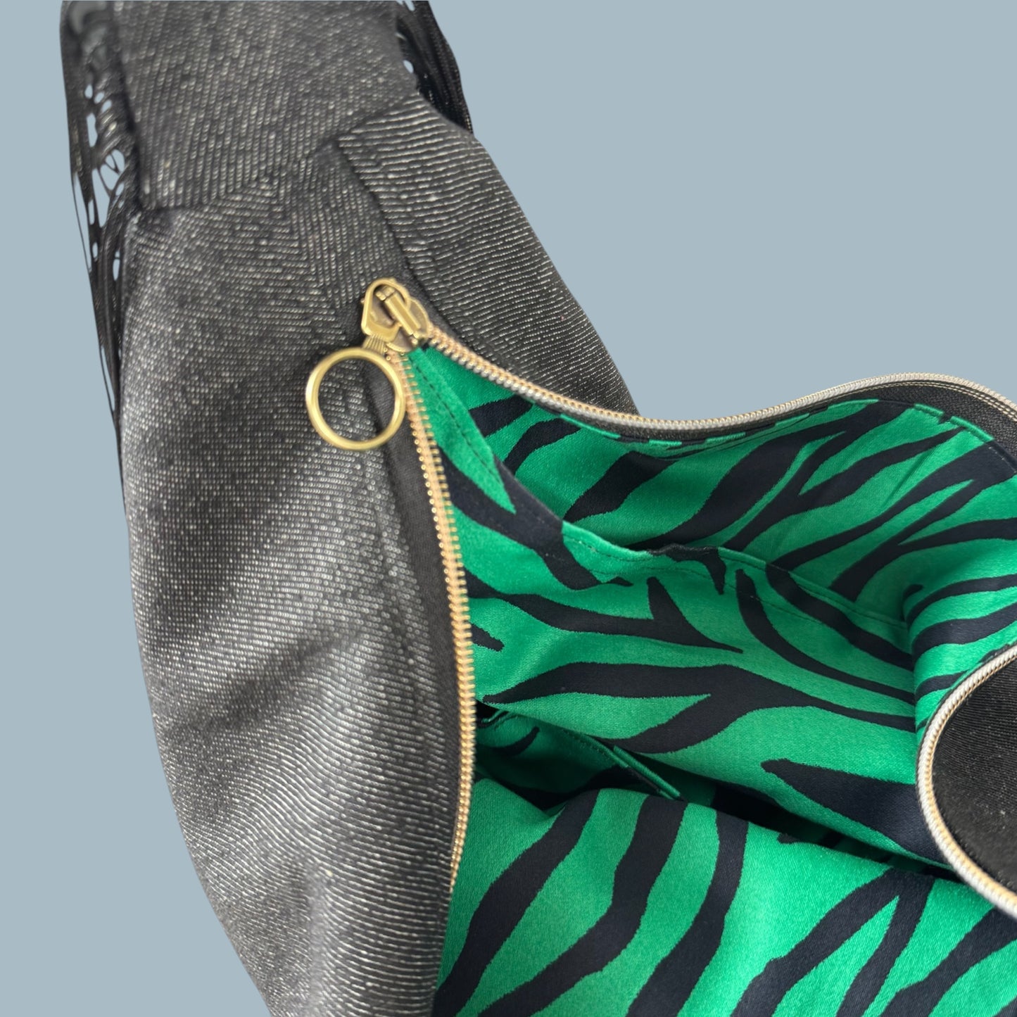 Sac Demi Lune - Jean Noir à Frange