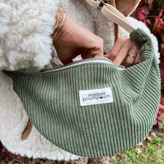 Sac Demi Lune - Velours kaki