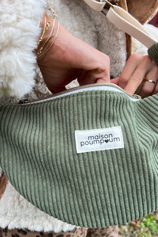 Sac Demi Lune - Velours kaki