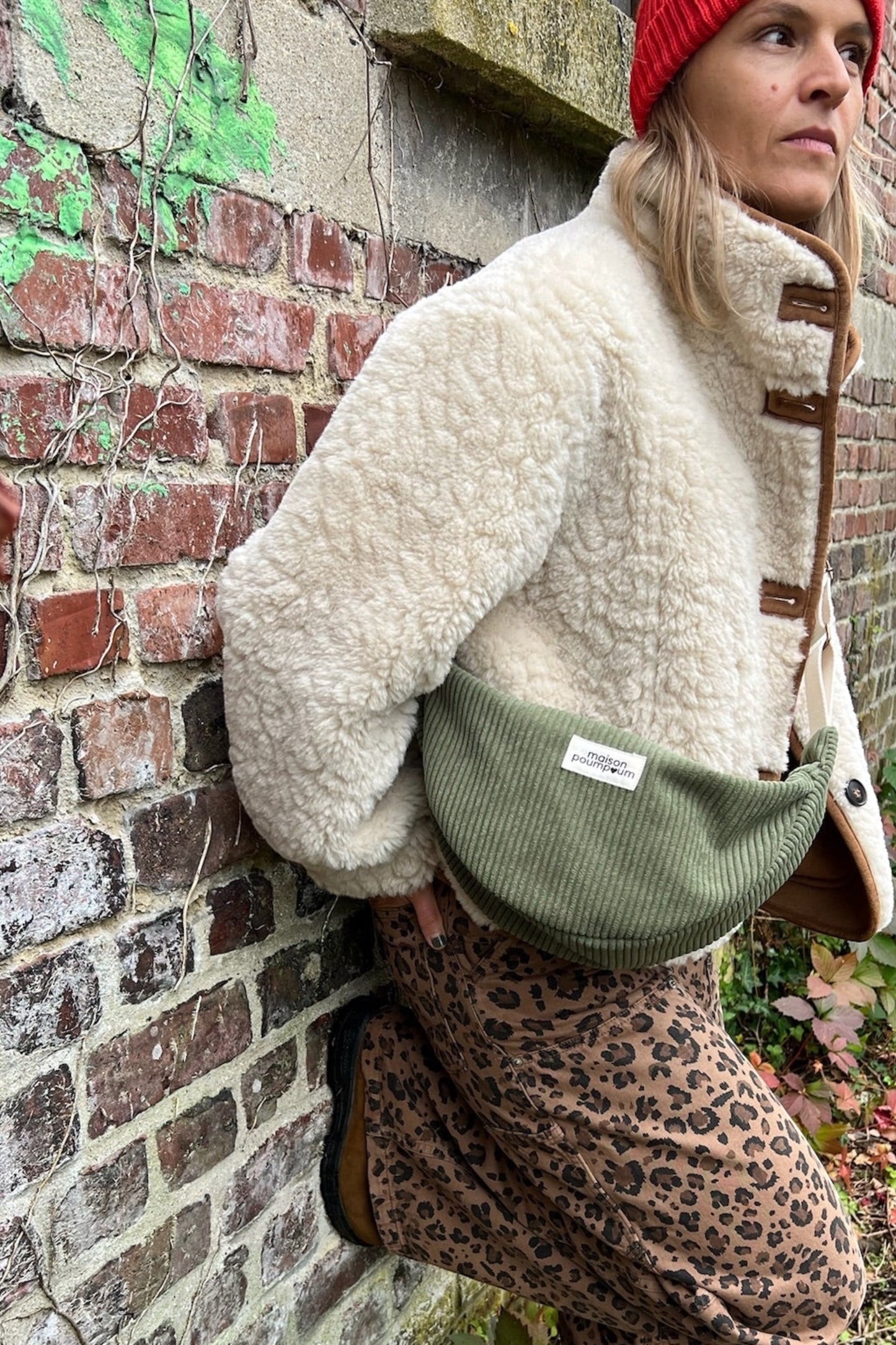 Sac Demi Lune - Velours kaki