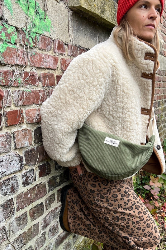 Sac Demi Lune - Velours kaki