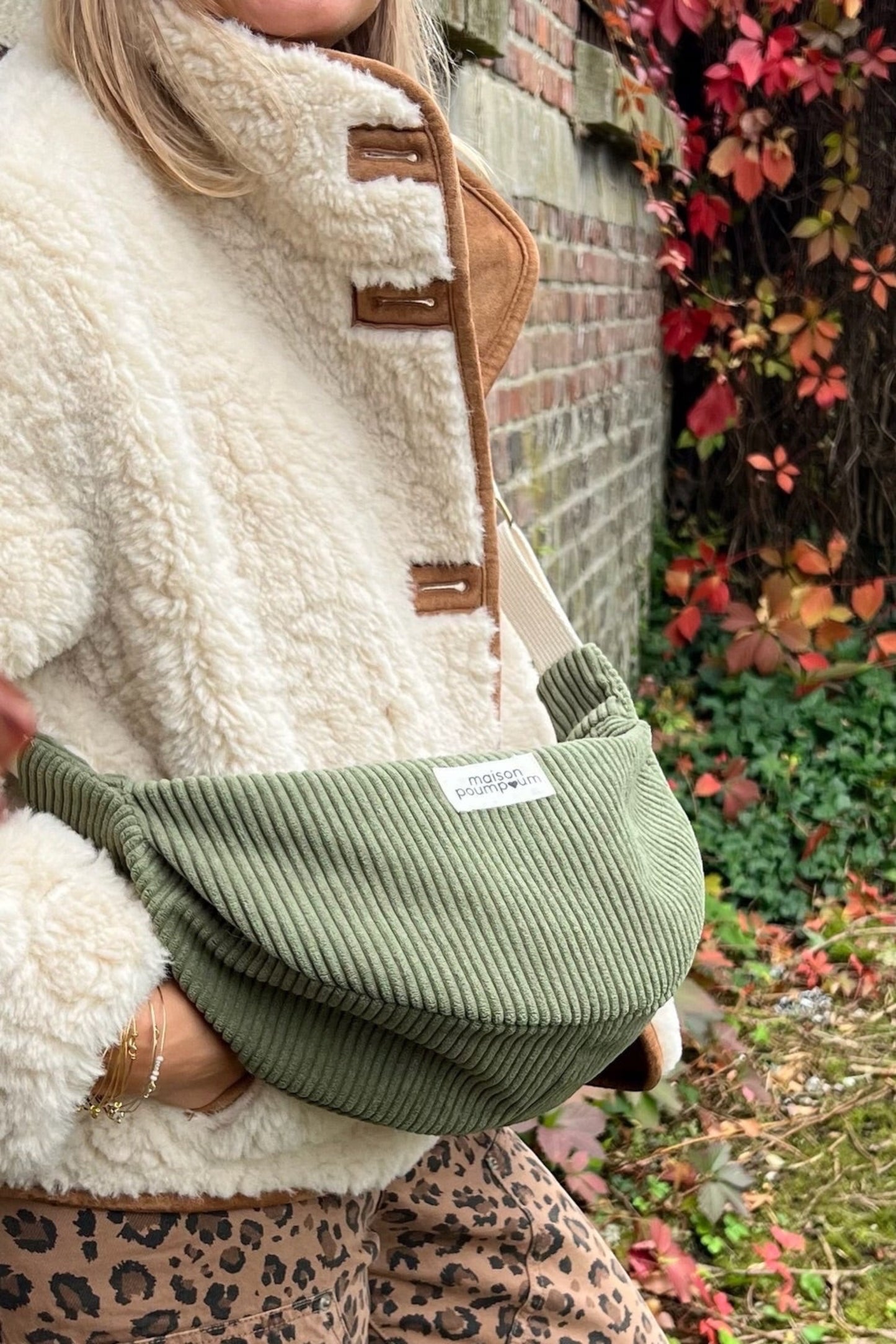 Sac Demi Lune - Velours kaki