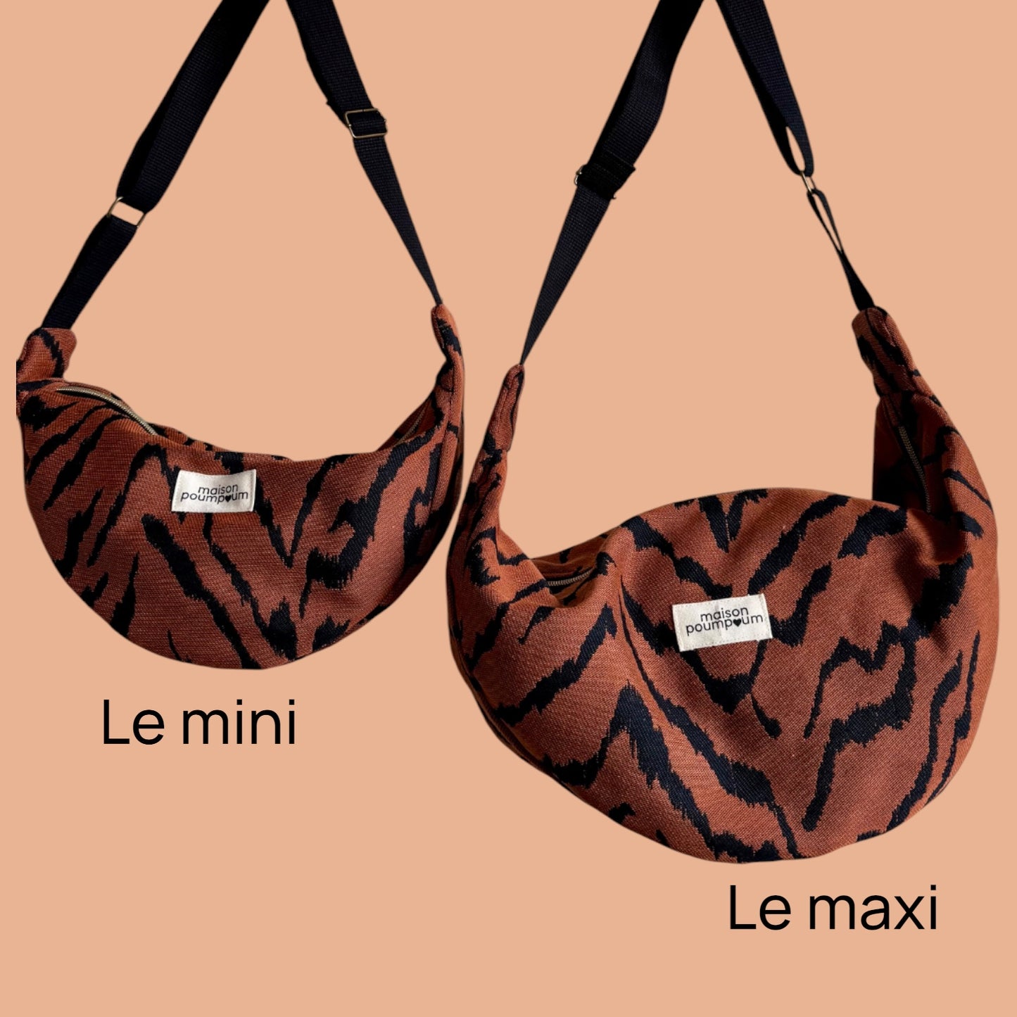 Sac Demi Lune - Jacquard Zèbre Terracotta