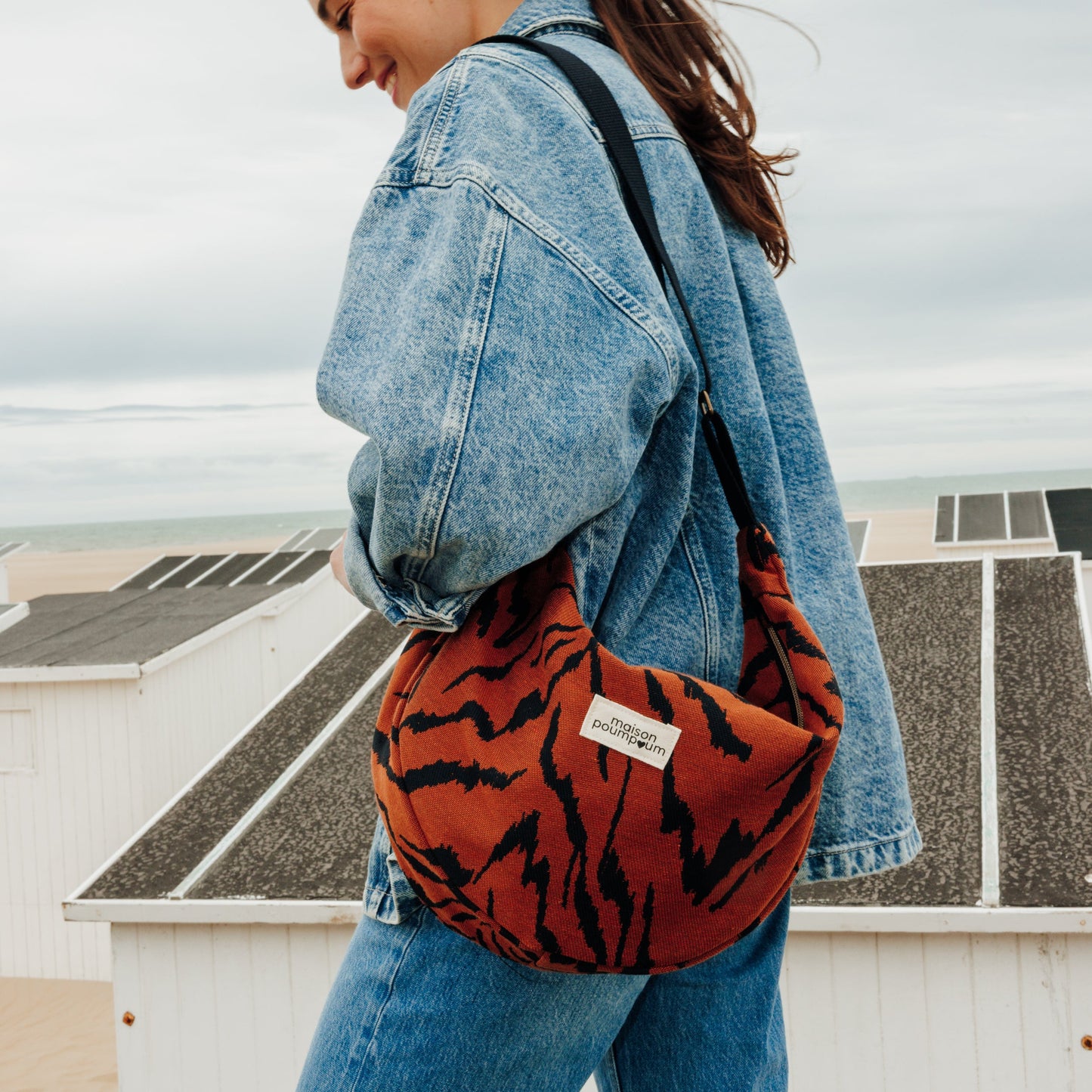 Sac Demi Lune - Jacquard Zèbre Terracotta