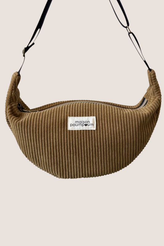 Sac Demi Lune - Velours camel