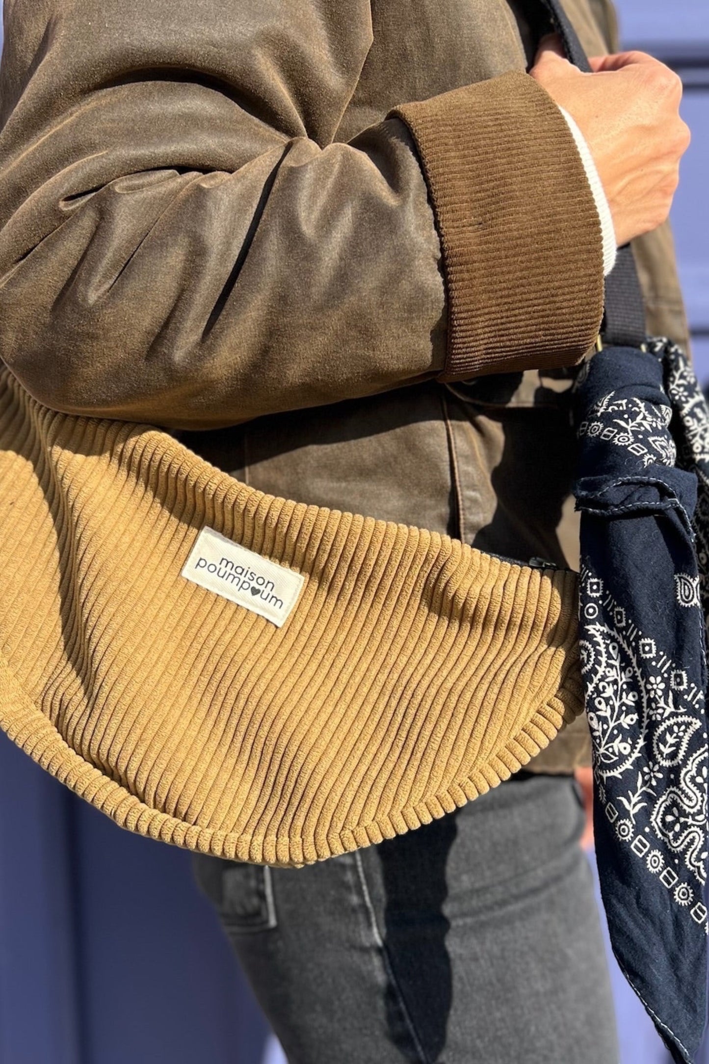 Sac Demi Lune - Velours camel